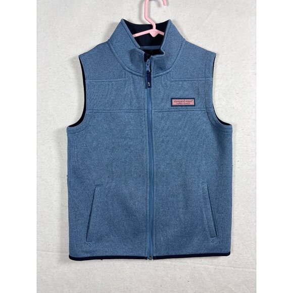 Vineyard Vines Boys Blue Fleece Vest Size M 12-14 Polyester Zip-Up Sleeveless - Picture 1 of 10